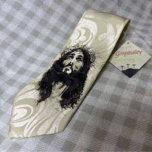 NWT Gospitality Ivory & Black Jesus Crown Of Thorns Men's Tie